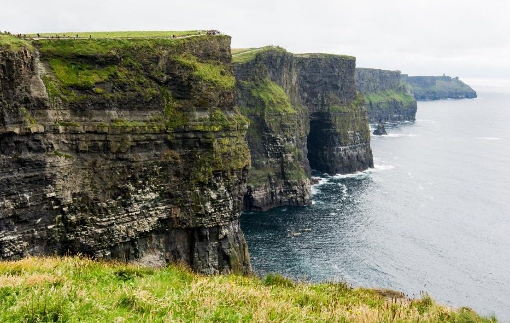 sheer virtual cliff edge from grass ledge to sea